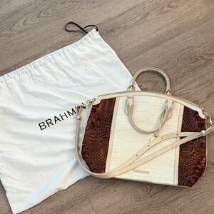 NEW Brahmin Cream and Brown Satchel